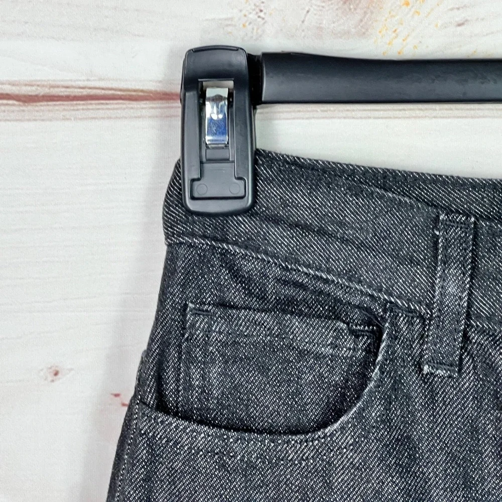 Theory‎ Jeans Womens 24 Black Straight Leg Denim Raw Hem High Rise 5 Pocket